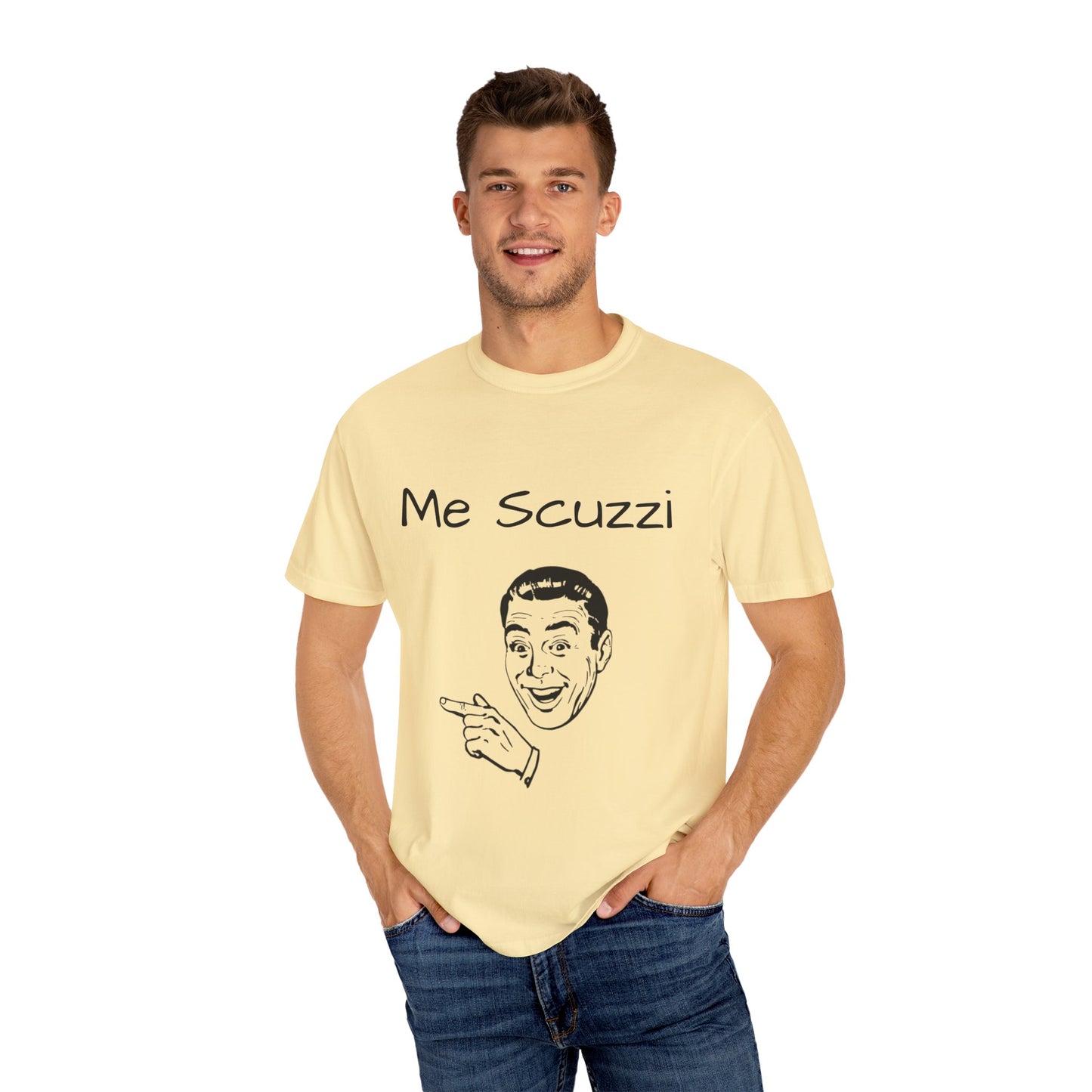 Humorous Unisex Garment-Dyed T-Shirt - 'Me Scuzzi' Design