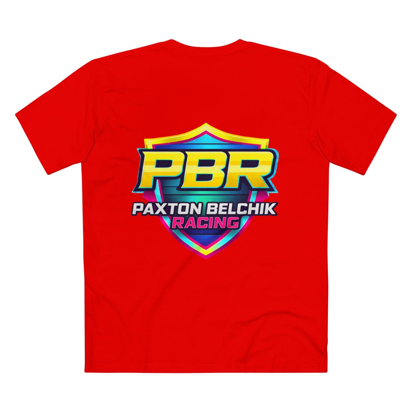 PBR Paxton Belchik Racing Tee — Neon Shield Racing Logo T‑Shirt