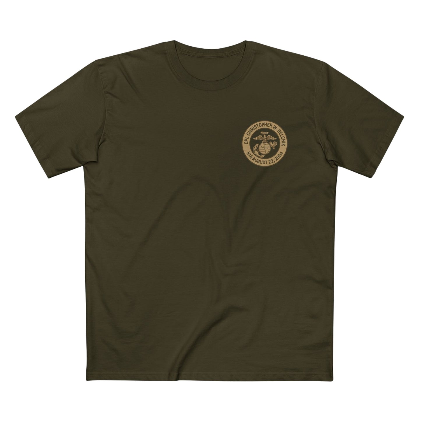 Memorial Motorcycle Tee — "In Memory of CPL Christopher W. Belchik, Iraq 2004"
