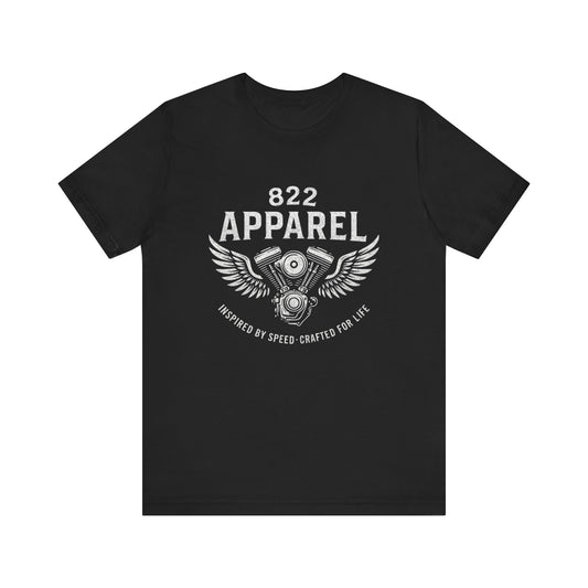 Motorcycle Enthusiast Unisex Tee - 822 Apparel with Wings Design