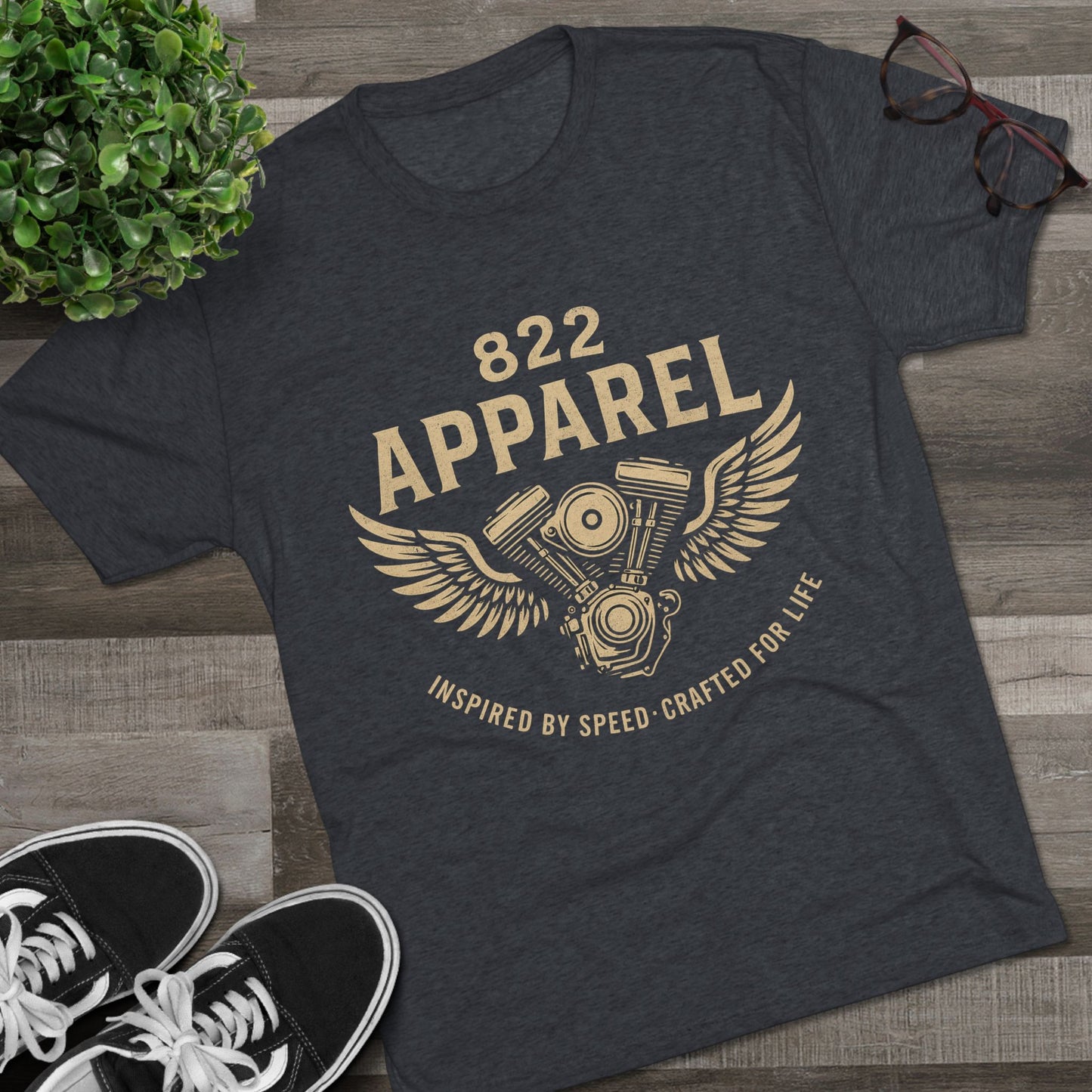 Vintage Motorcycle Inspired Unisex Tri-Blend Crew Tee