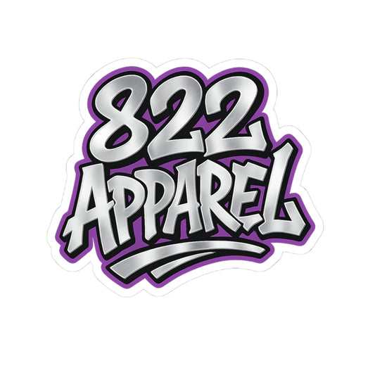 822 Apparel Graffiti Kiss-Cut Sticker – Silver & Purple Street-Style Decal