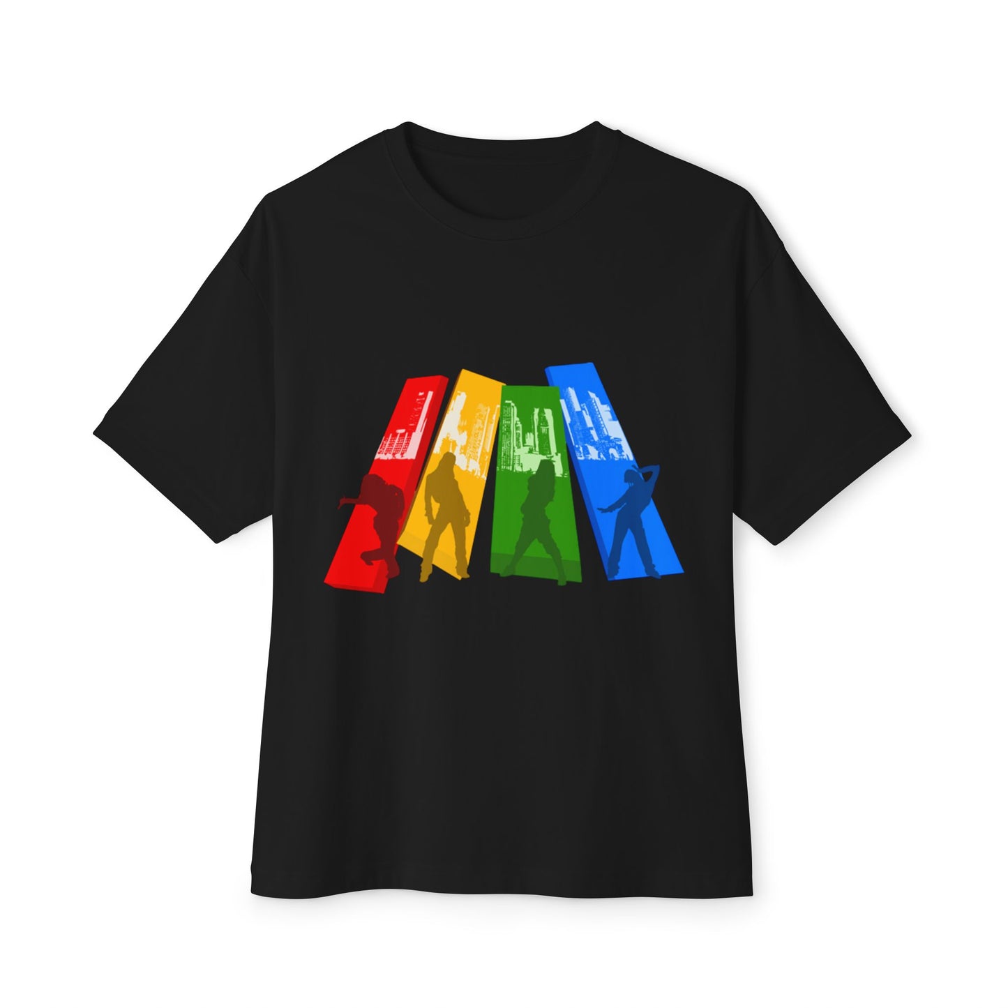 Colorful Silhouette Unisex Oversized Boxy Tee - Casual Streetwear for Everyday Style