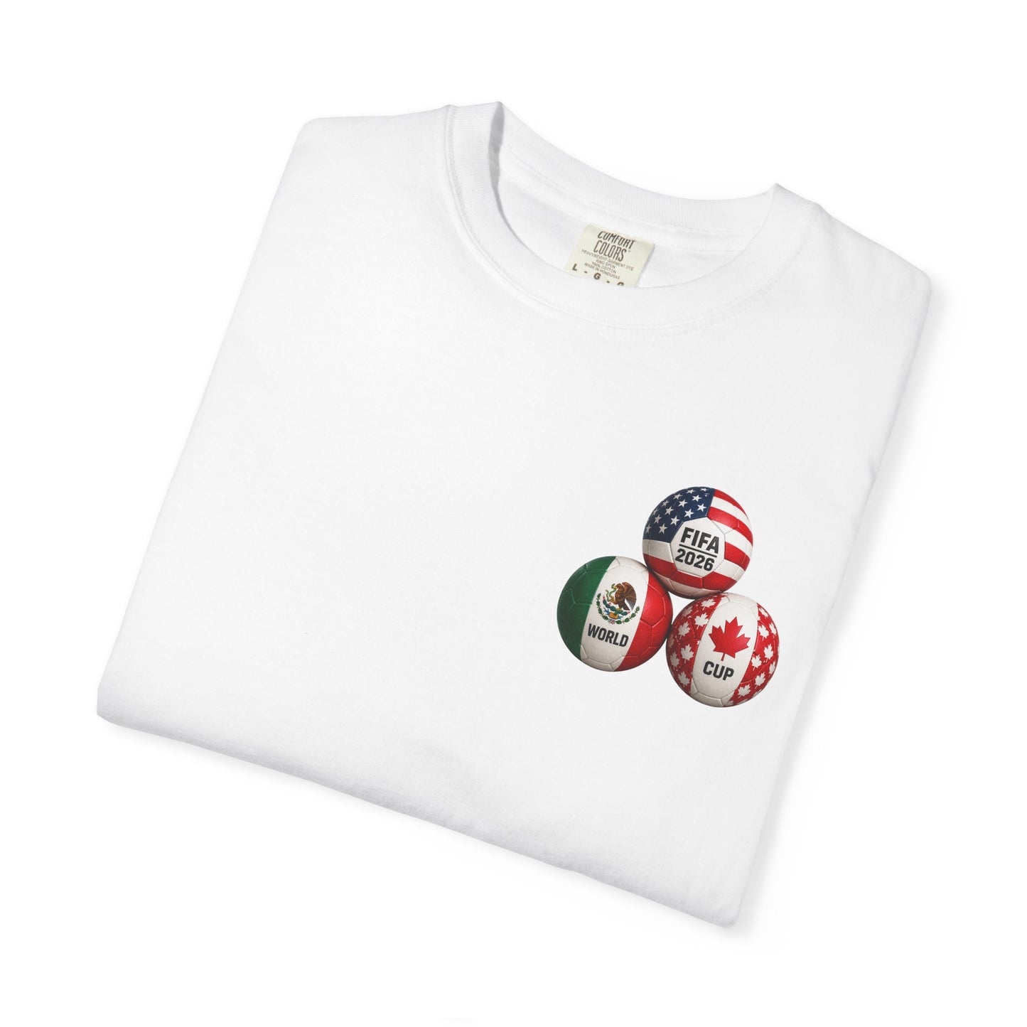 World Cup 2026 T-Shirt – FIFA Trophy with Mexico & Canada Flags