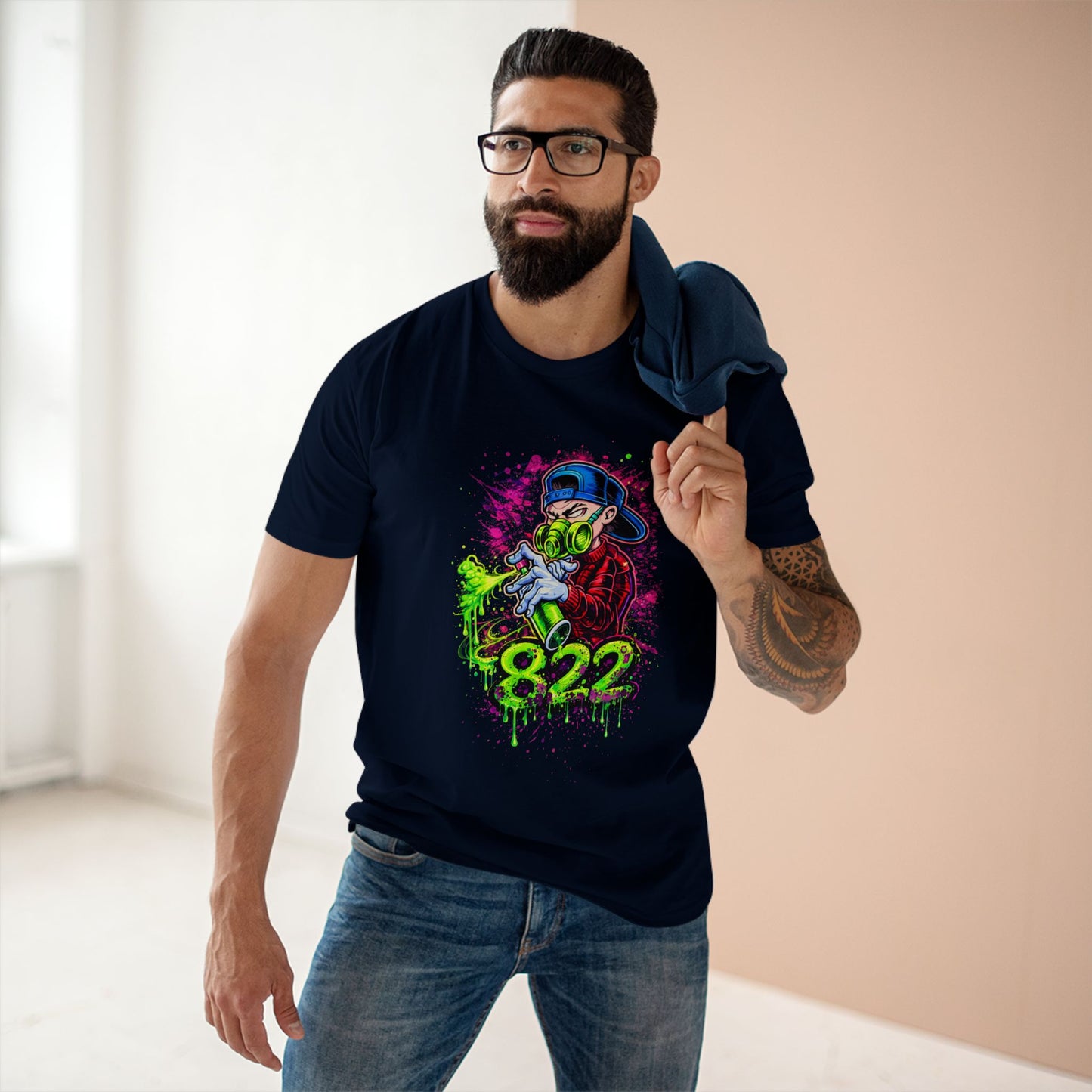 Graffiti Gas Mask Tee — 822 Street Art Graphic T-Shirt
