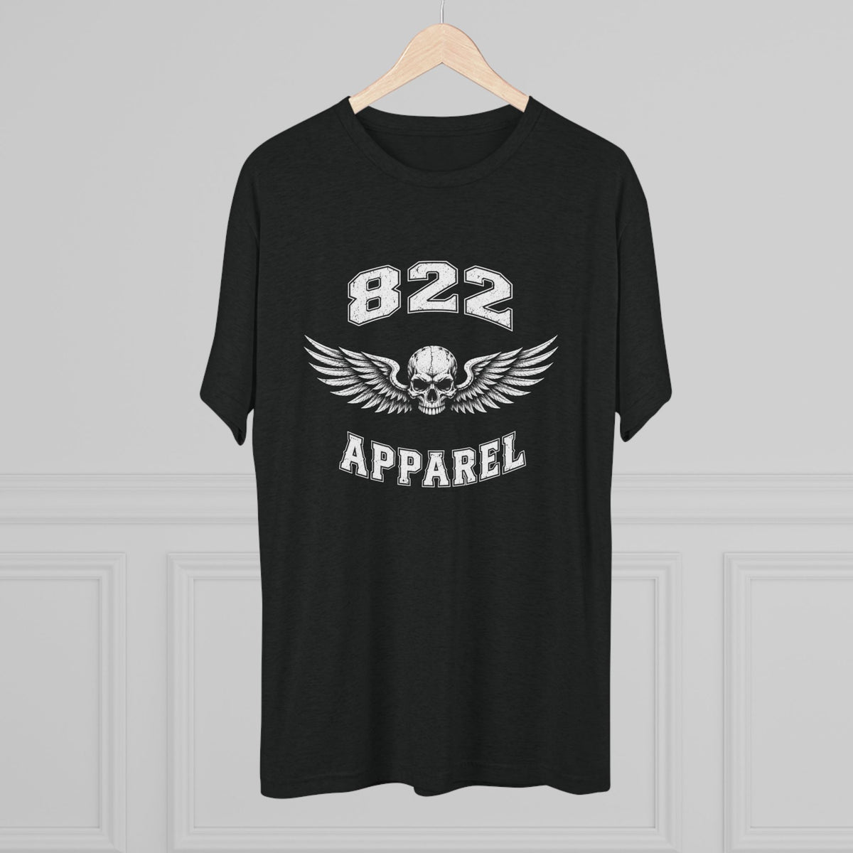 822 Apparel Skull Wings T-Shirt — Vintage Biker Graphic Tee