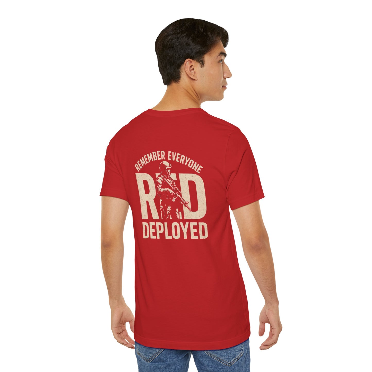 Red Unisex Tee - Remember Everyone Deployed Apparel