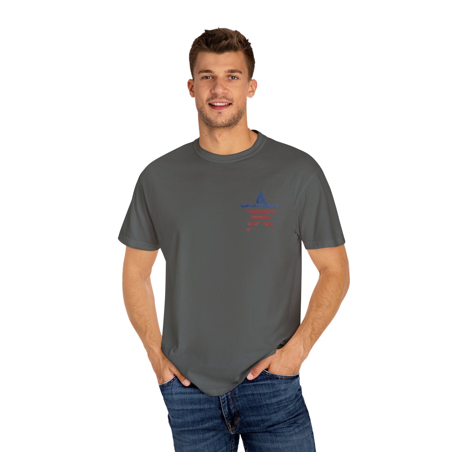 Patriotic Freedom T-shirt - Unisex Garment-Dyed Tee with Star & Liberty Design