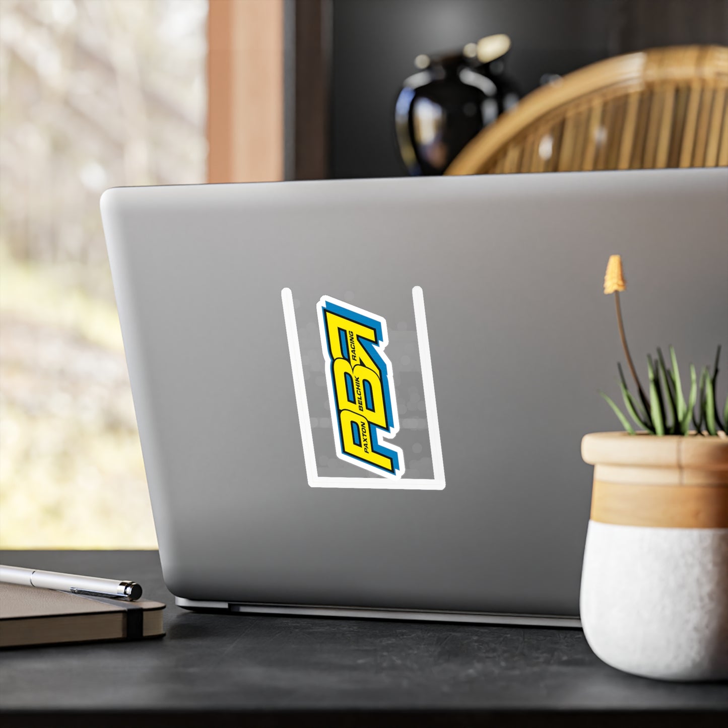 Decal - Paxton Bellick Racing (PBR) Yellow & Blue Kiss-Cut Vinyl Sticker