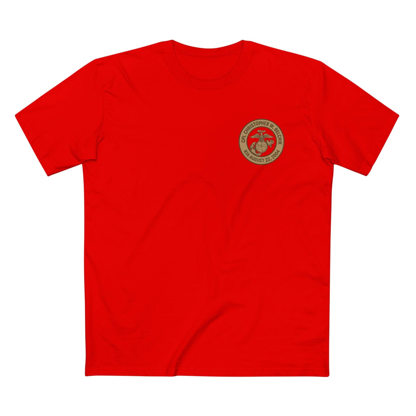 Memorial Motorcycle Tee — "In Memory of CPL Christopher W. Belchik, Iraq 2004"