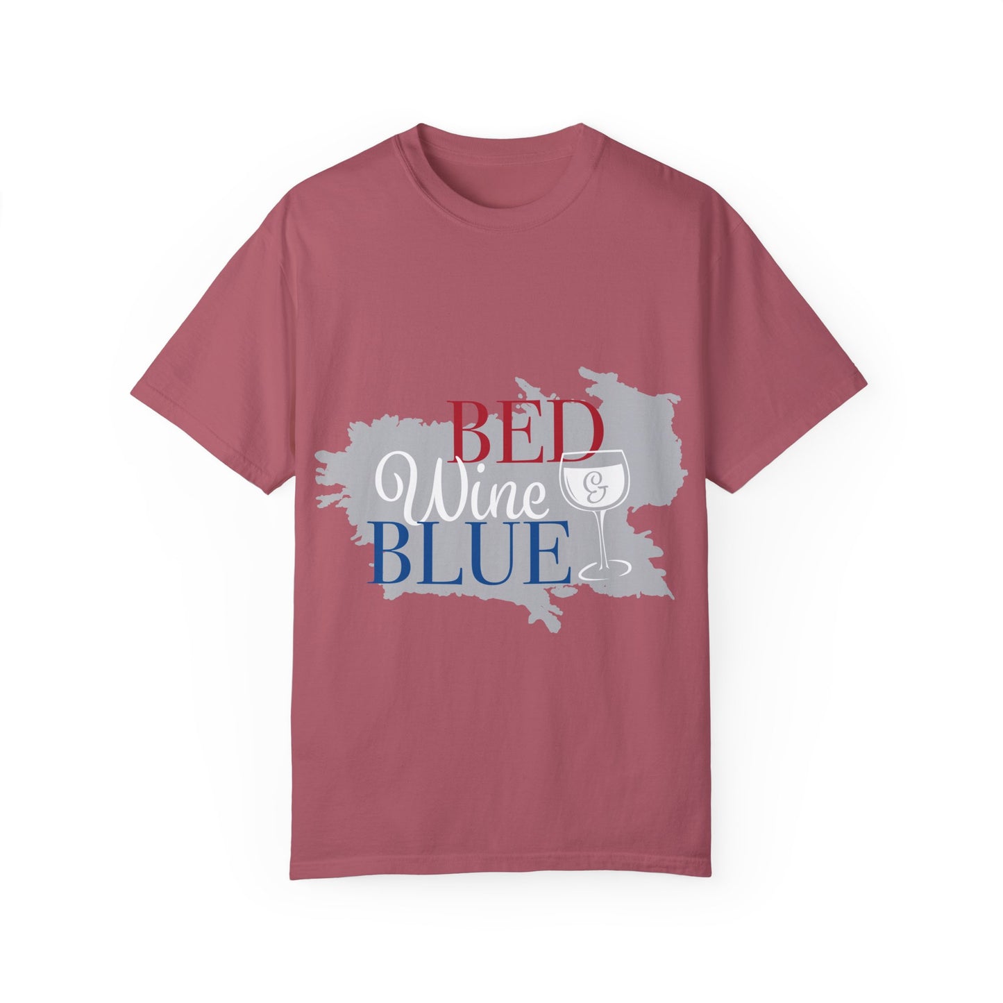 Funny Wine Lover T-Shirt - "Bed, Wine & Blue" Unisex Tee