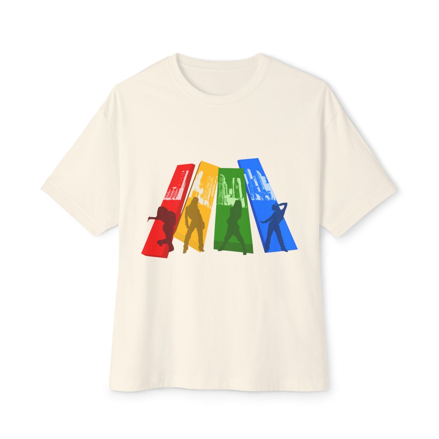 Colorful Silhouette Unisex Oversized Boxy Tee - Casual Streetwear for Everyday Style