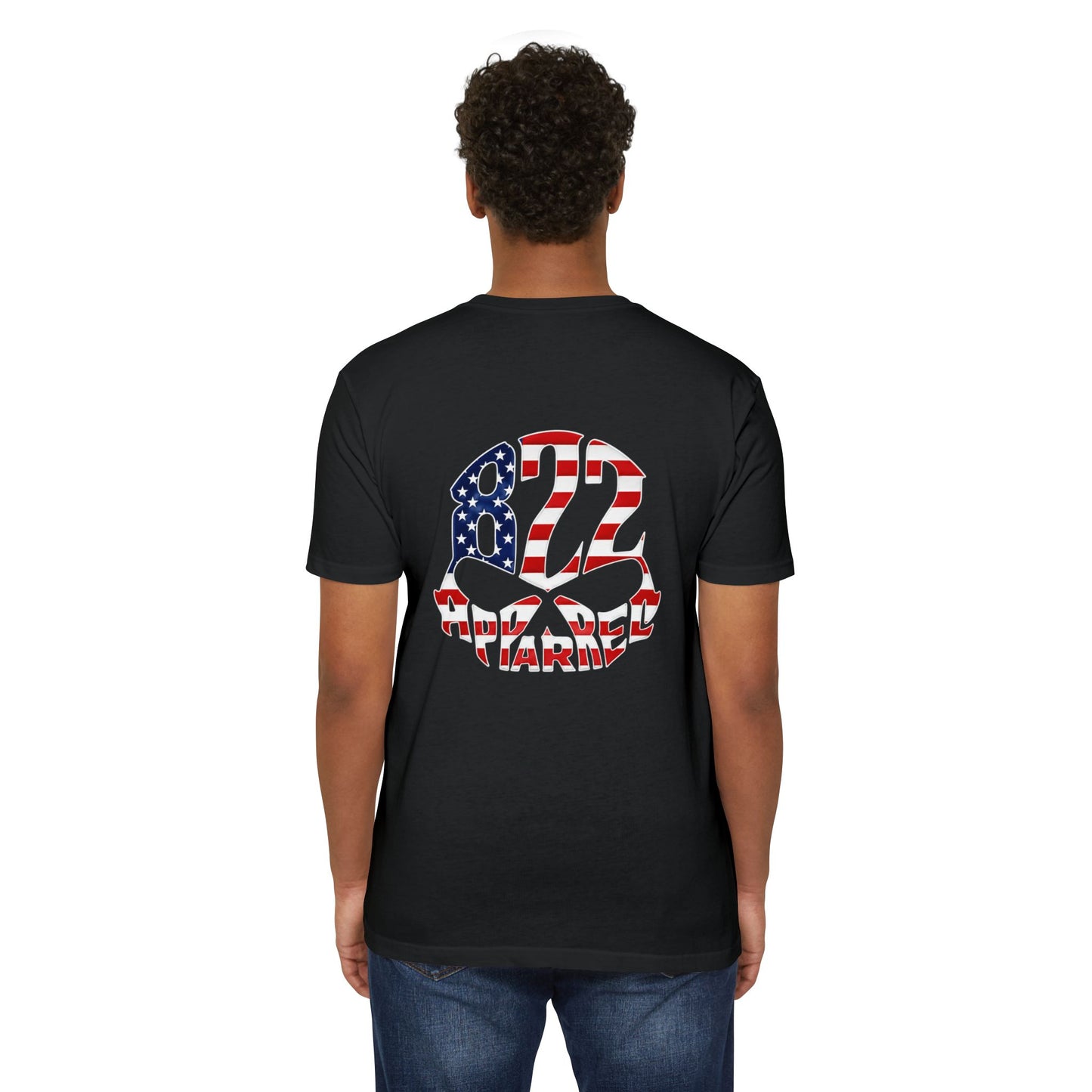 822 Patriotic Skull T-Shirt — American Flag Helmet Design