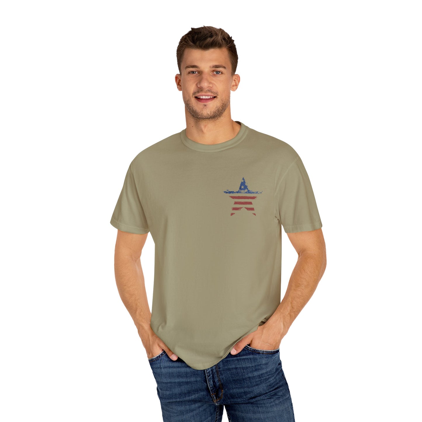 Patriotic Freedom T-shirt - Unisex Garment-Dyed Tee with Star & Liberty Design