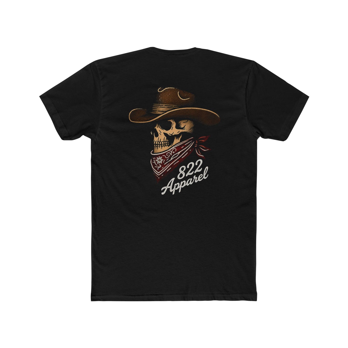 Cowboy Skull T‑Shirt – "822 Apparel" Western Biker Graphic Tee