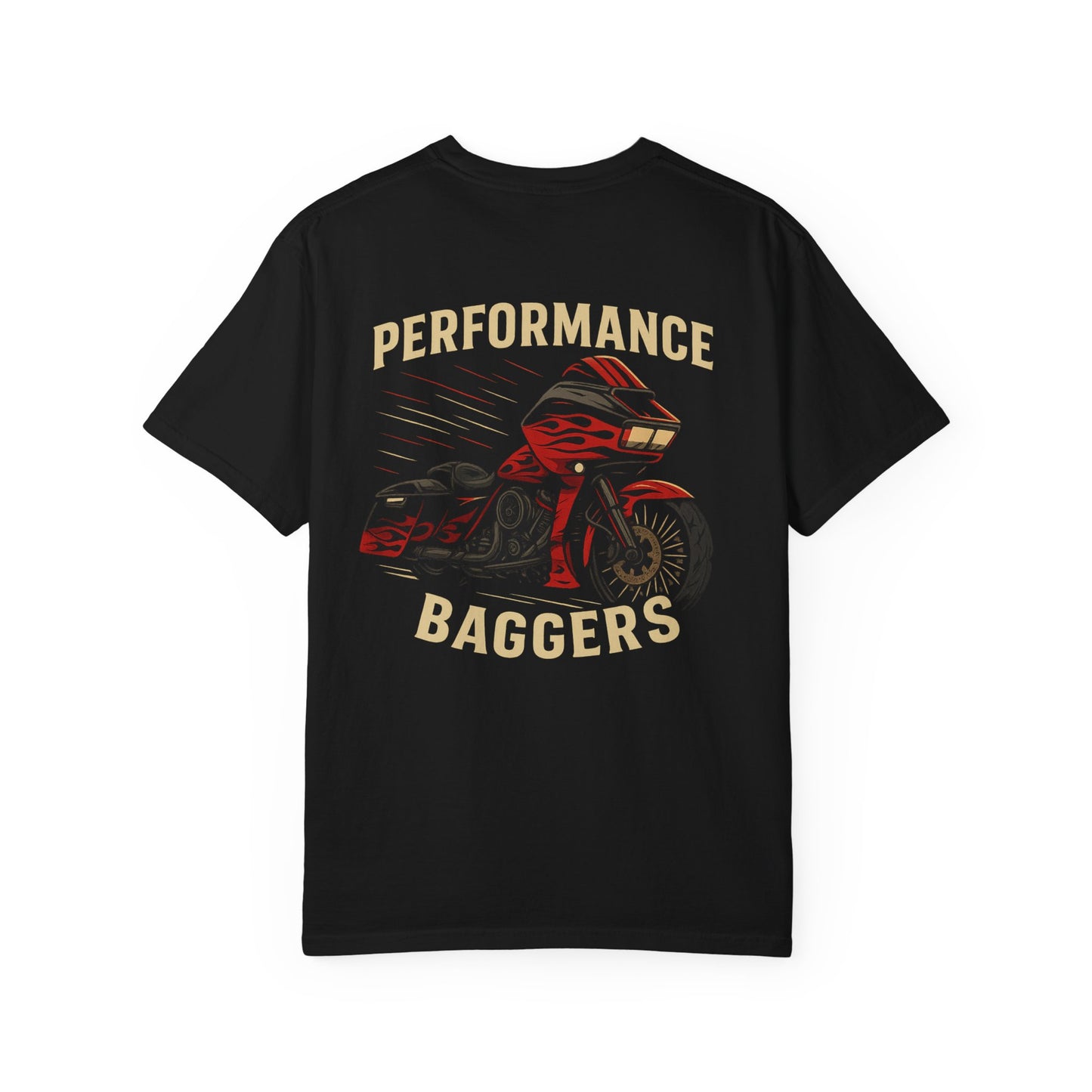 Performance Baggers T-Shirt | Unisex Garment-Dyed Tee for Motorcycle Enthusiasts, Biker Events, Rides, Gifts