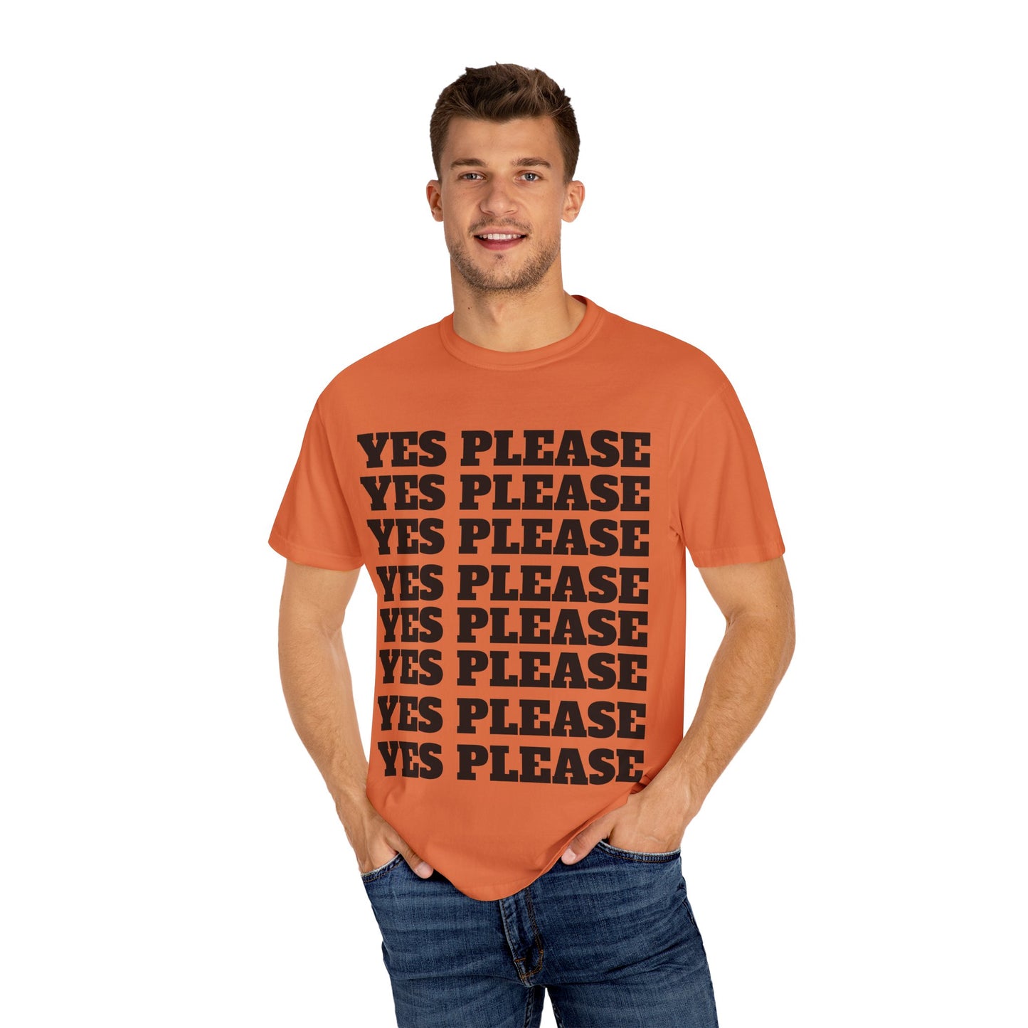Funny Yes Please T-Shirt with Winking Emoji - Unisex Garment-Dyed Tee for Casual Wear