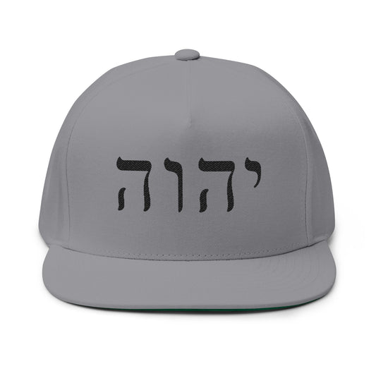 Inspirational Embroidered Flat Bill Cap - Hebrew Design