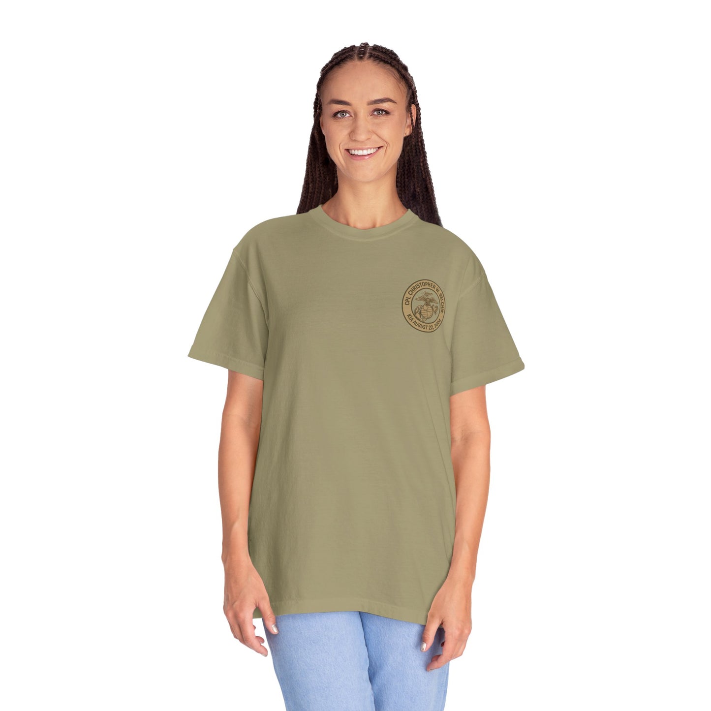 Cpl. Christopher W. Belchik Women's Memorial T-Shirt | Unisex Garment-Dyed Tee, Tribute Shirt, Veterans Gift, Casual Wear, Memorial Day Apparel