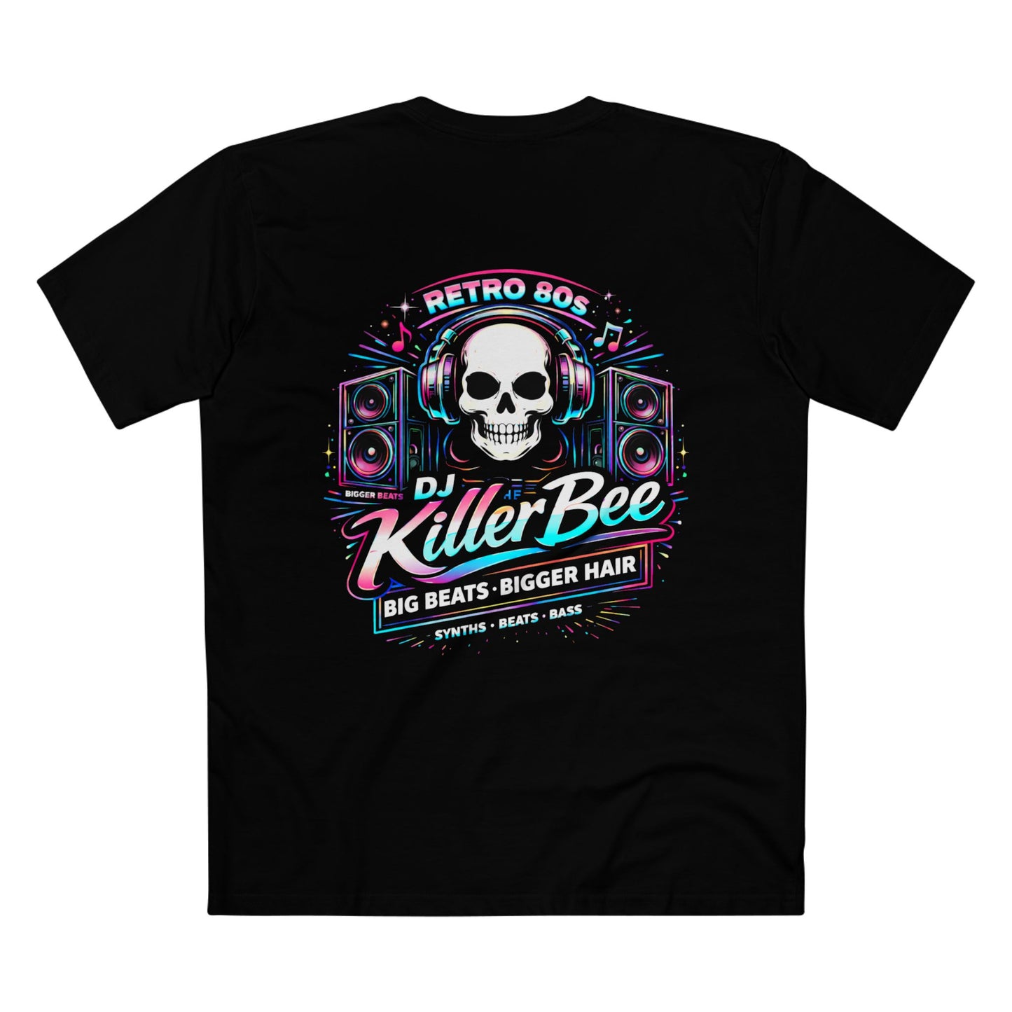 DJ Killer Bee Tee — Retro 80s Skull DJ Graphic T-Shirt
