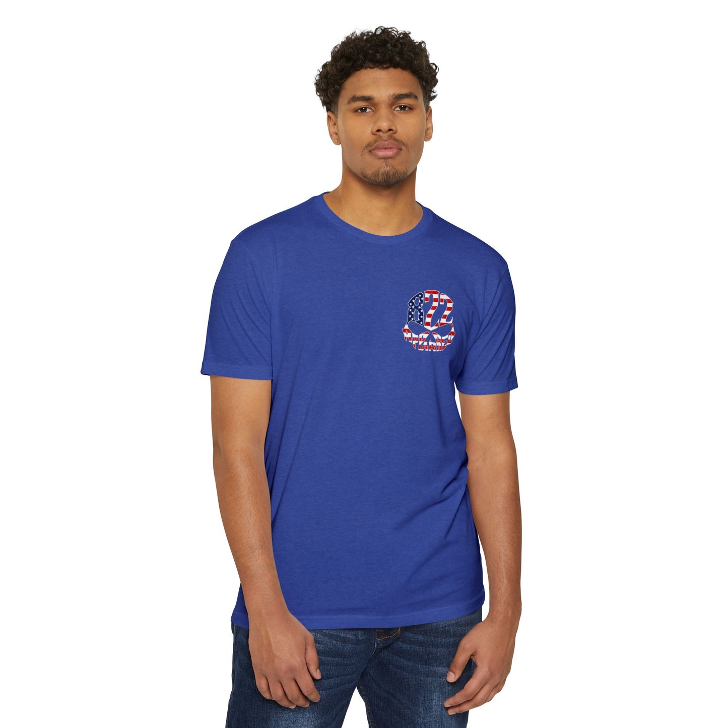 822 Patriotic Skull T-Shirt — American Flag Helmet Design