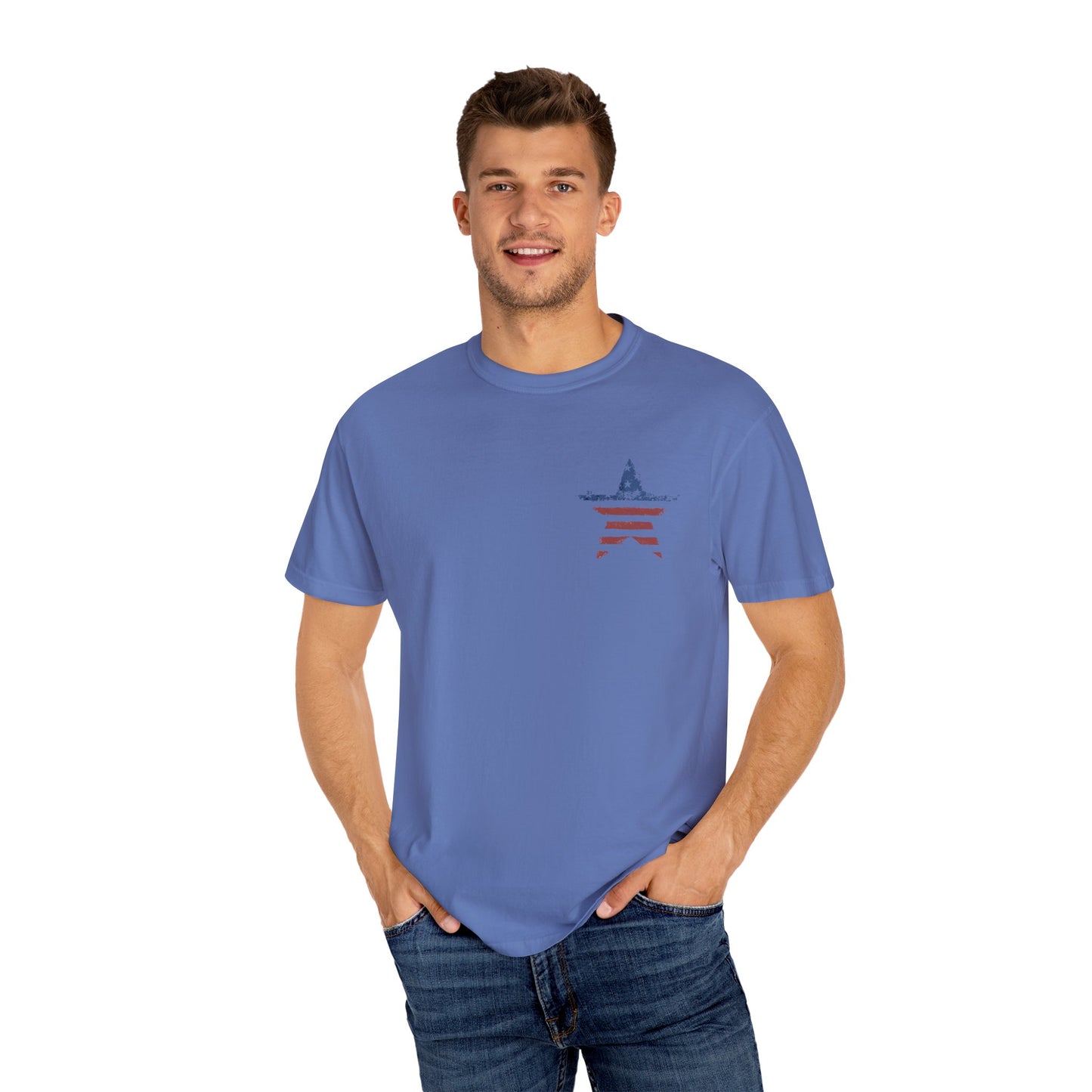 Patriotic Freedom T-shirt - Unisex Garment-Dyed Tee with Star & Liberty Design