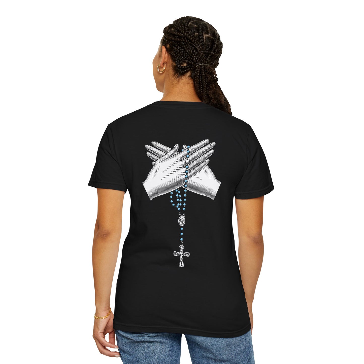 Christian Faith Unisex Garment-Dyed T-Shirt - Cross & Hands Design