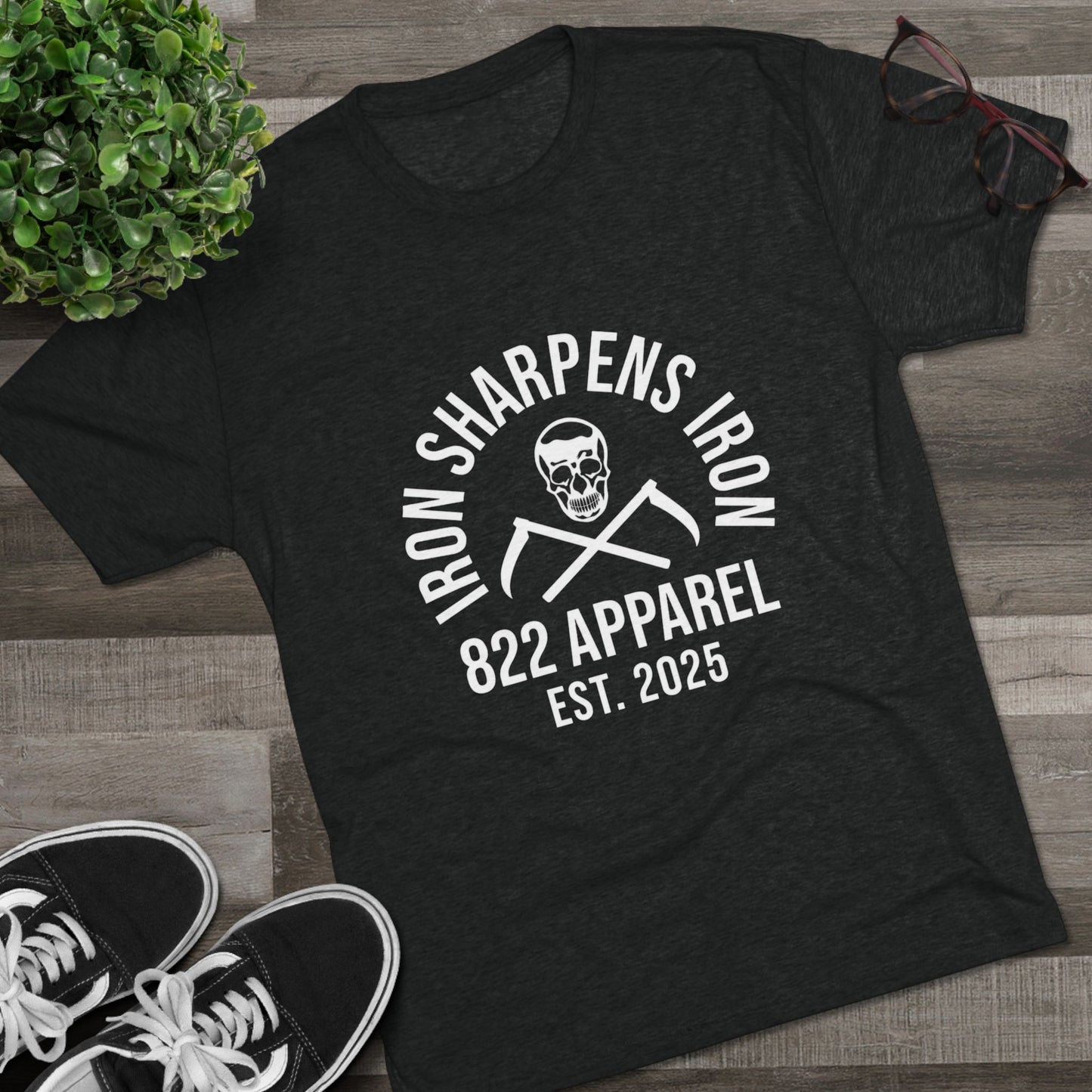 Iron Sharpens Iron Skull Gym Tee – 822 Apparel Est. 2025
