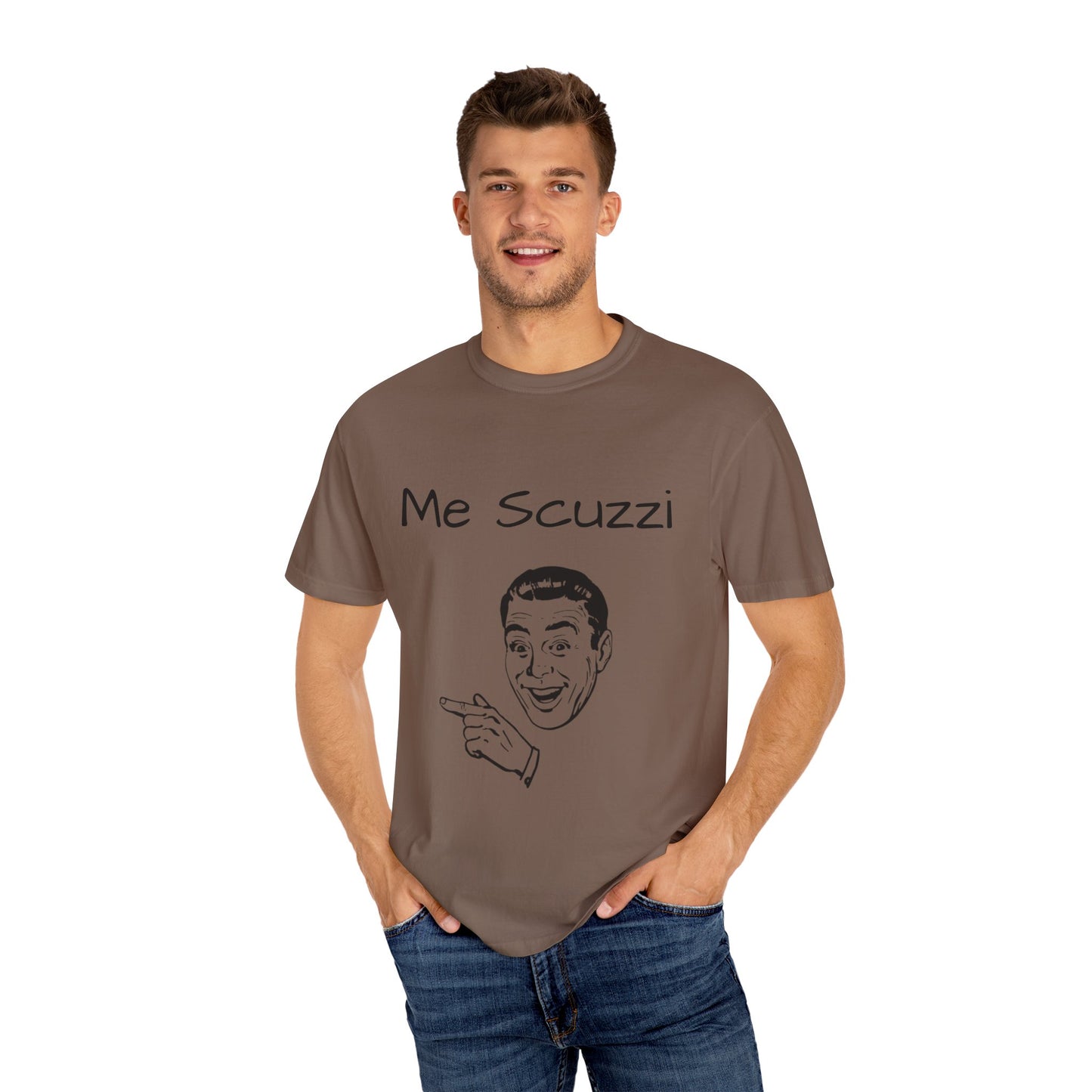 Humorous Unisex Garment-Dyed T-Shirt - 'Me Scuzzi' Design