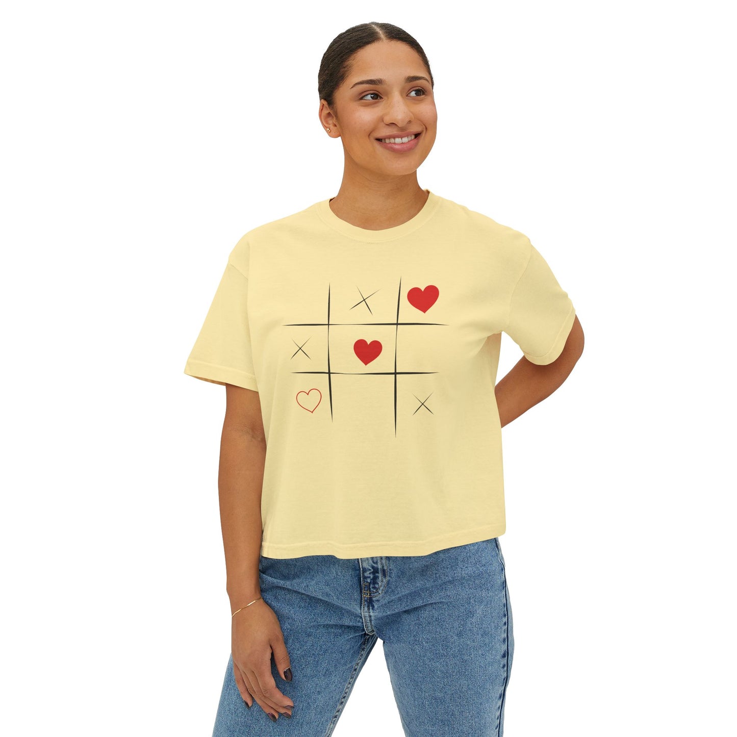 Valentine's Day Women's Boxy Tee with Heart Design
