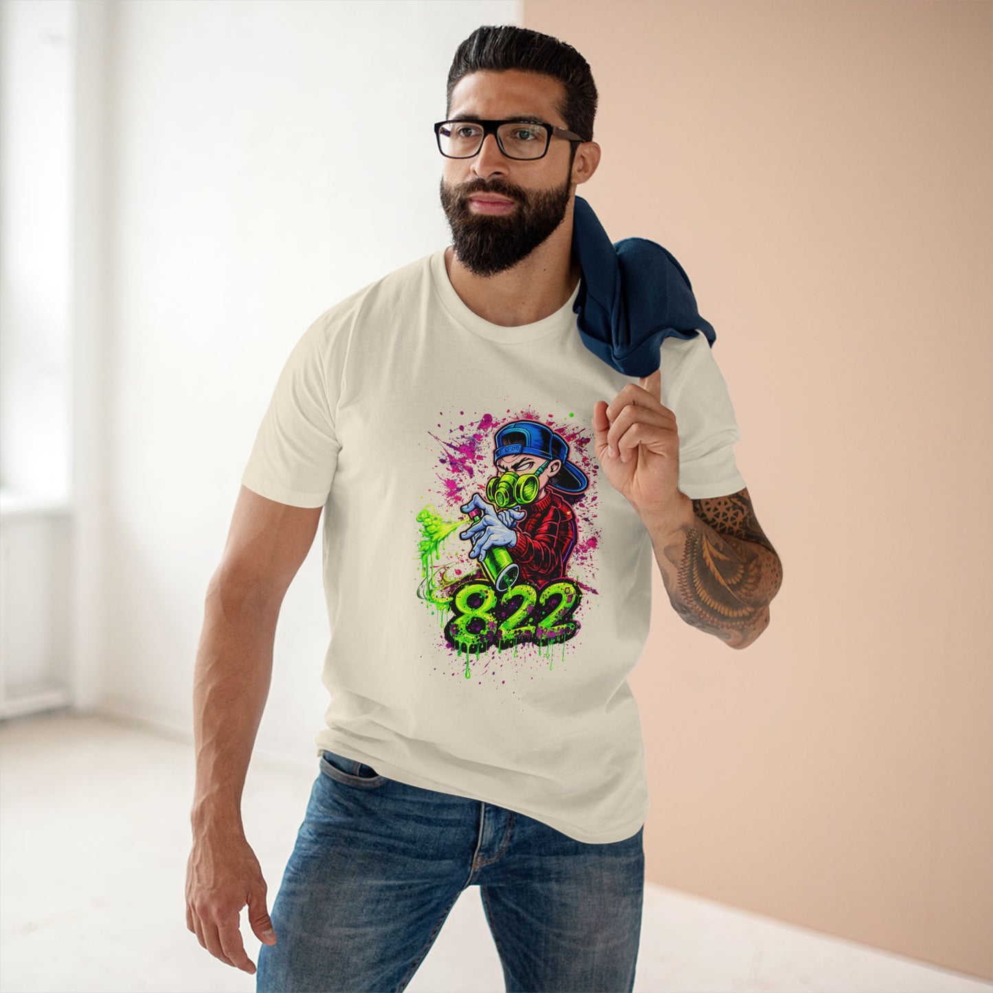 Graffiti Gas Mask Tee — 822 Street Art Graphic T-Shirt