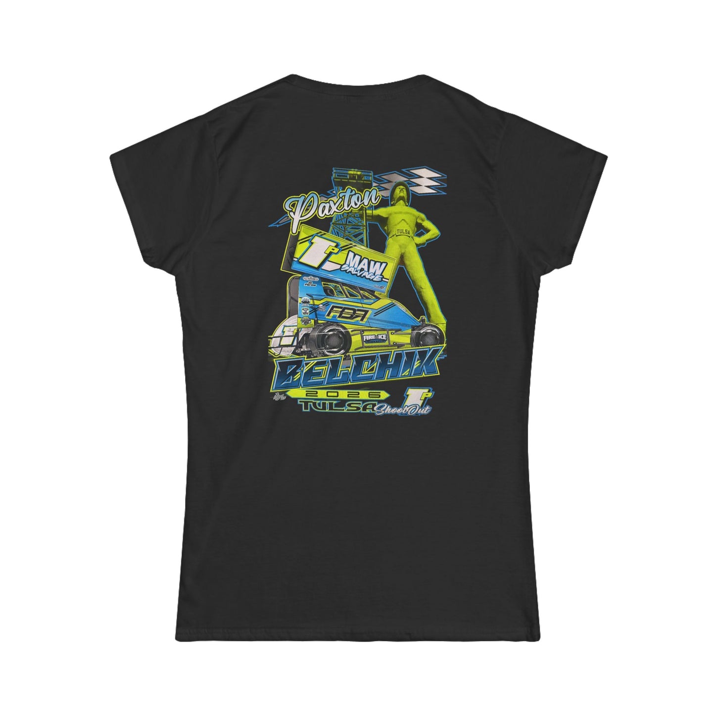 PBA Sprint Car Racing Women's Tee — 'PBA' Team Logo & Retro Driver Back Graphic