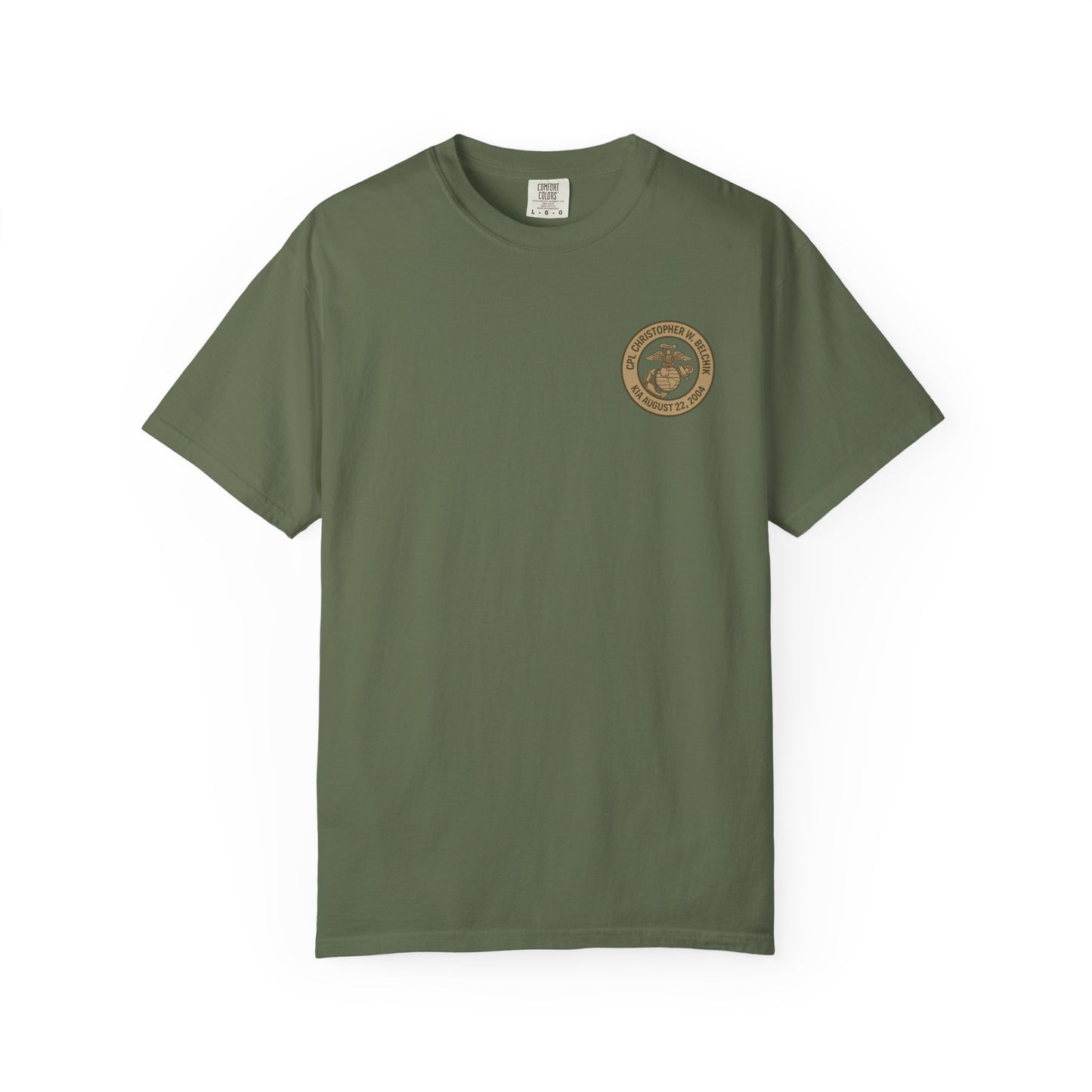 Cpl. Christopher W. Belchik Women's Memorial T-Shirt | Unisex Garment-Dyed Tee, Tribute Shirt, Veterans Gift, Casual Wear, Memorial Day Apparel