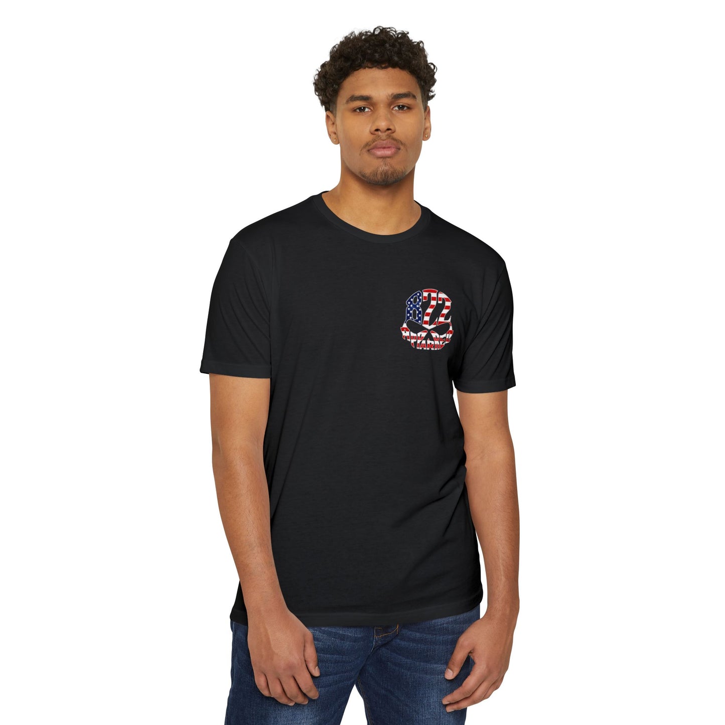 822 Patriotic Skull T-Shirt — American Flag Helmet Design