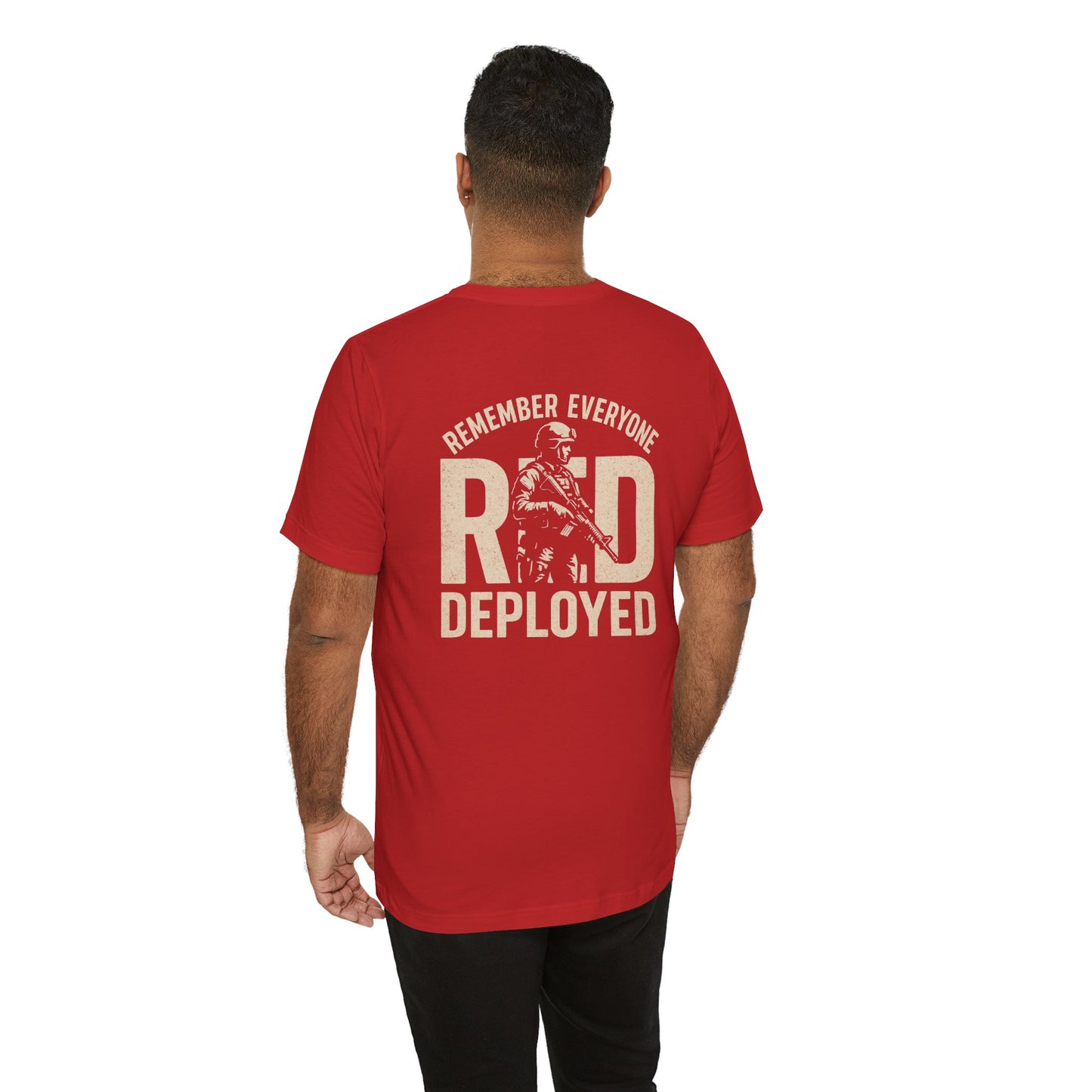 Red Unisex Tee - Remember Everyone Deployed Apparel