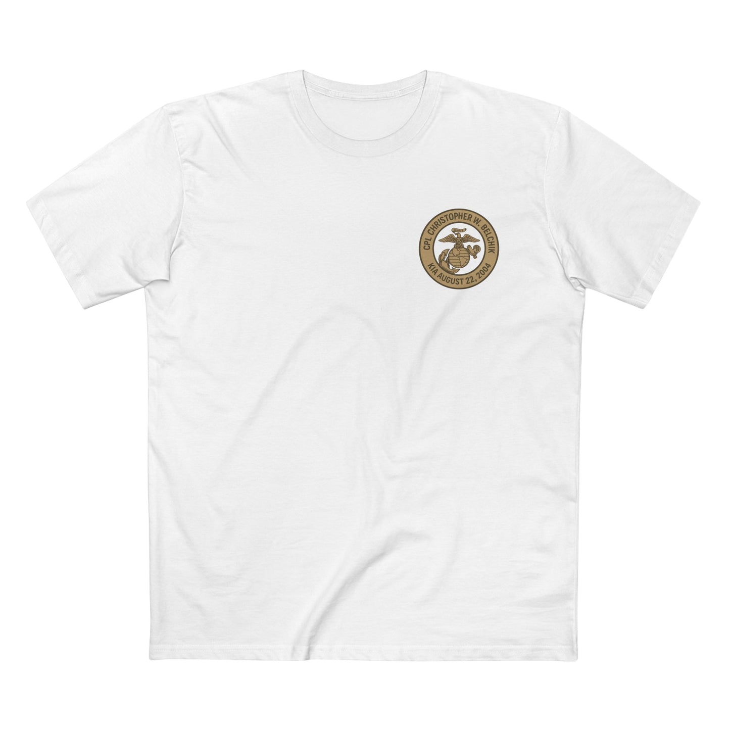 Memorial Motorcycle Tee — "In Memory of CPL Christopher W. Belchik, Iraq 2004"
