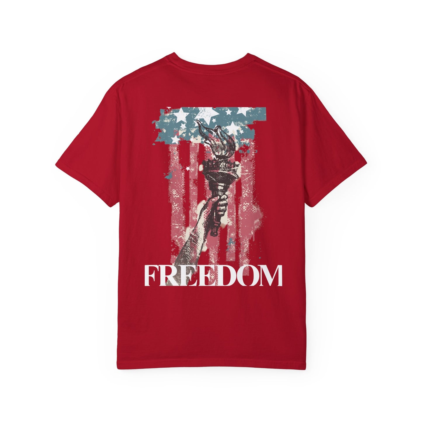 Patriotic Freedom T-shirt - Unisex Garment-Dyed Tee with Star & Liberty Design