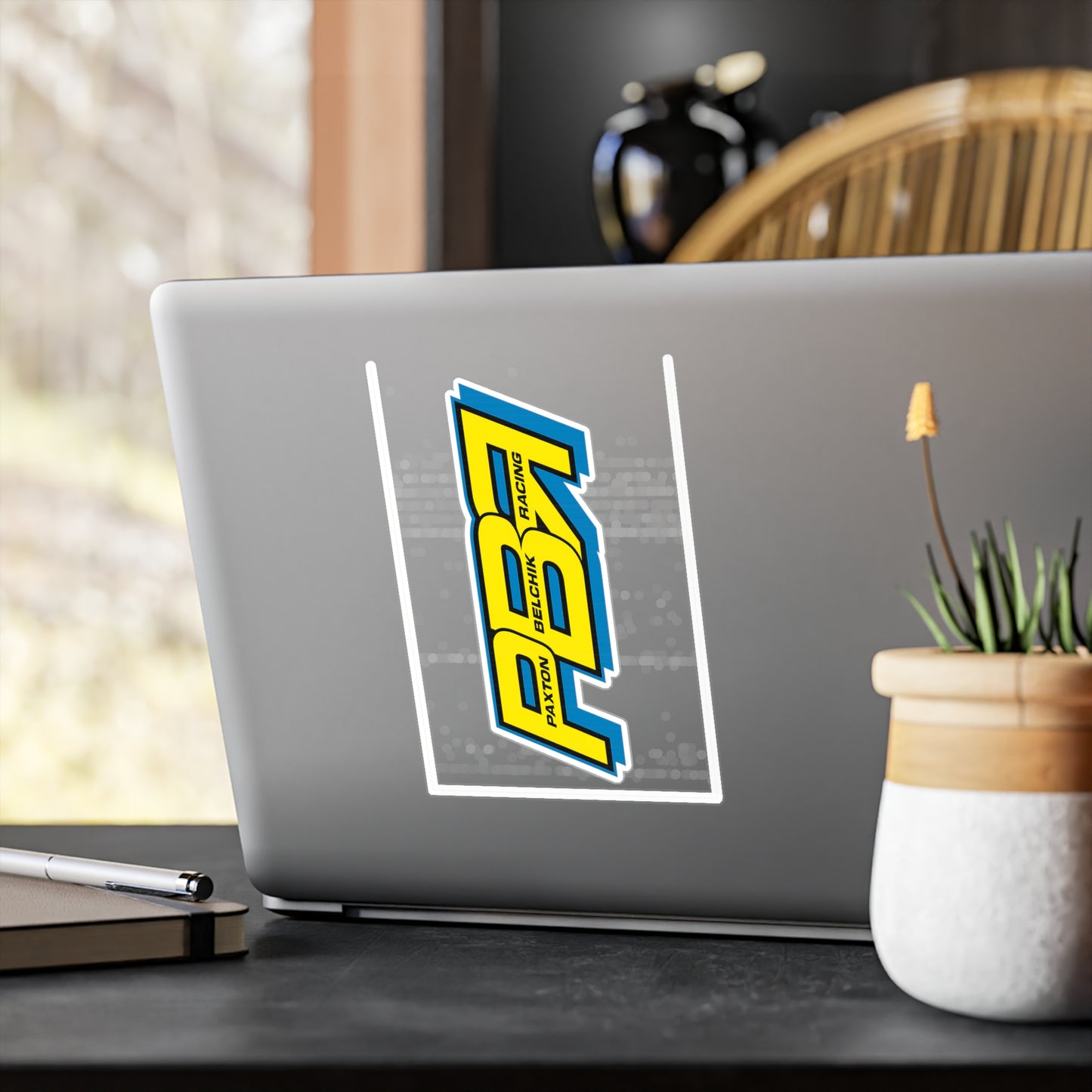 Decal - Paxton Bellick Racing (PBR) Yellow & Blue Kiss-Cut Vinyl Sticker