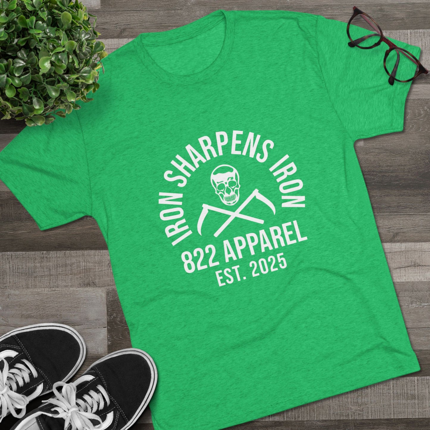 Iron Sharpens Iron Skull Gym Tee – 822 Apparel Est. 2025