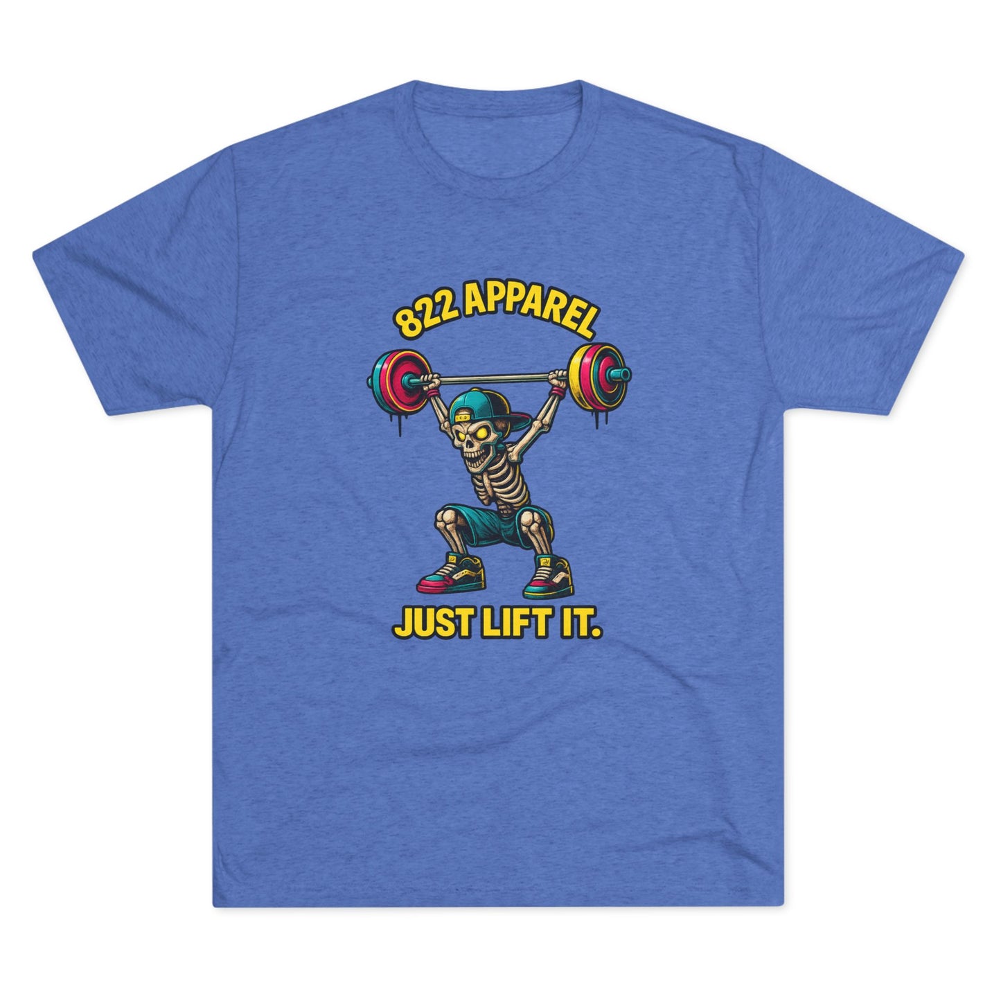 Weightlifting Skeleton T-Shirt — "822 Apparel" Just Lift It Gym Tee