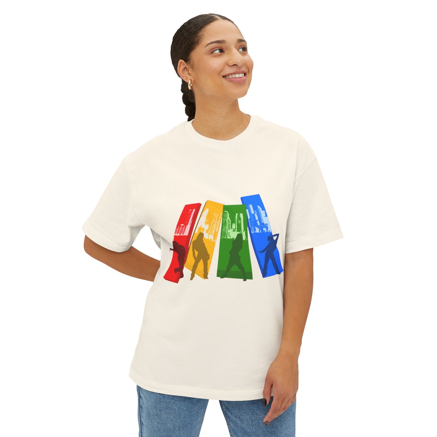 Colorful Silhouette Unisex Oversized Boxy Tee - Casual Streetwear for Everyday Style