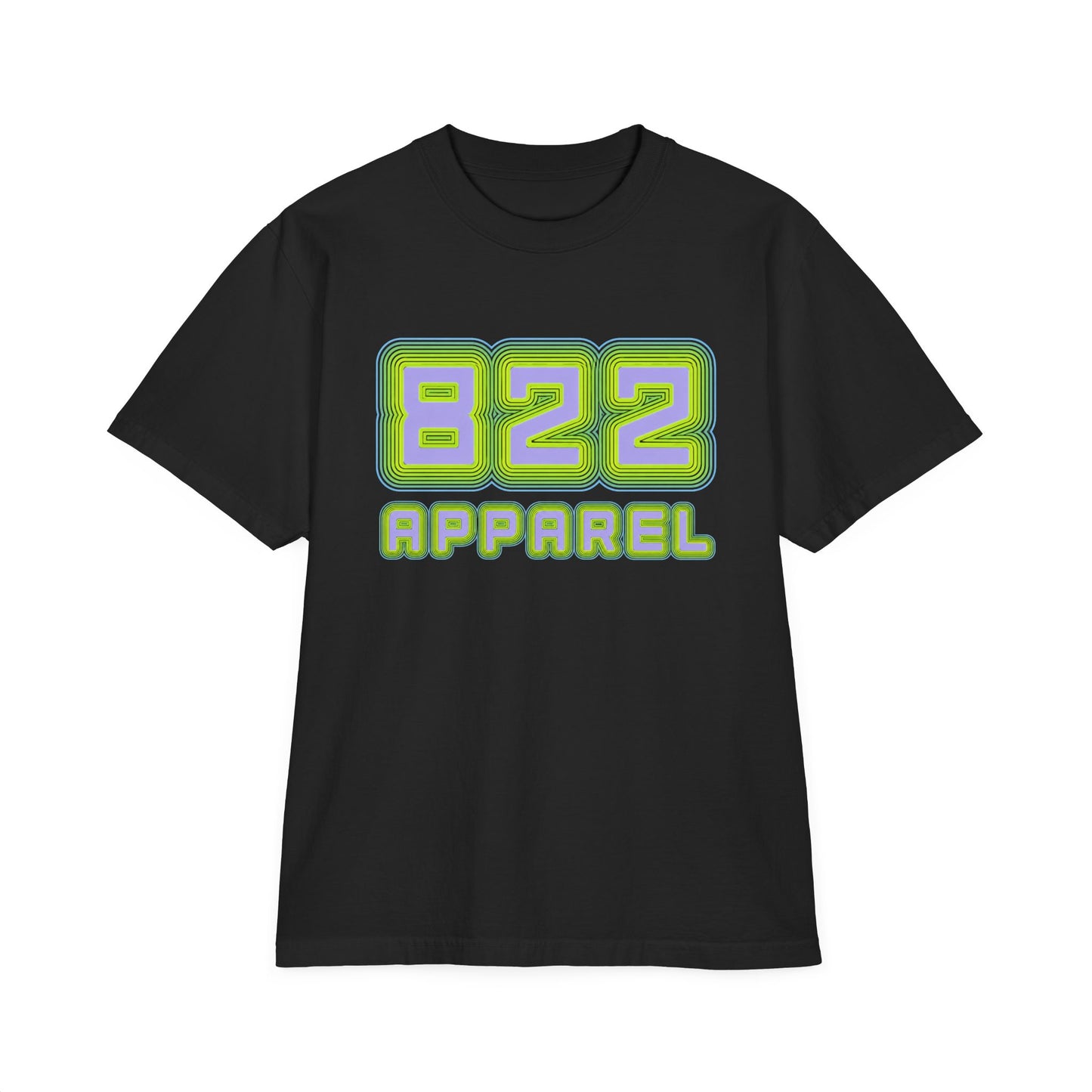 Graphic T-Shirt — Retro Neon "822 Apparel" Logo