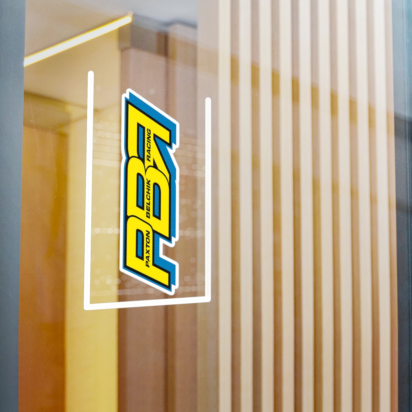 Decal - Paxton Bellick Racing (PBR) Yellow & Blue Kiss-Cut Vinyl Sticker