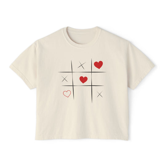 Valentine's Day Women's Boxy Tee with Heart Design