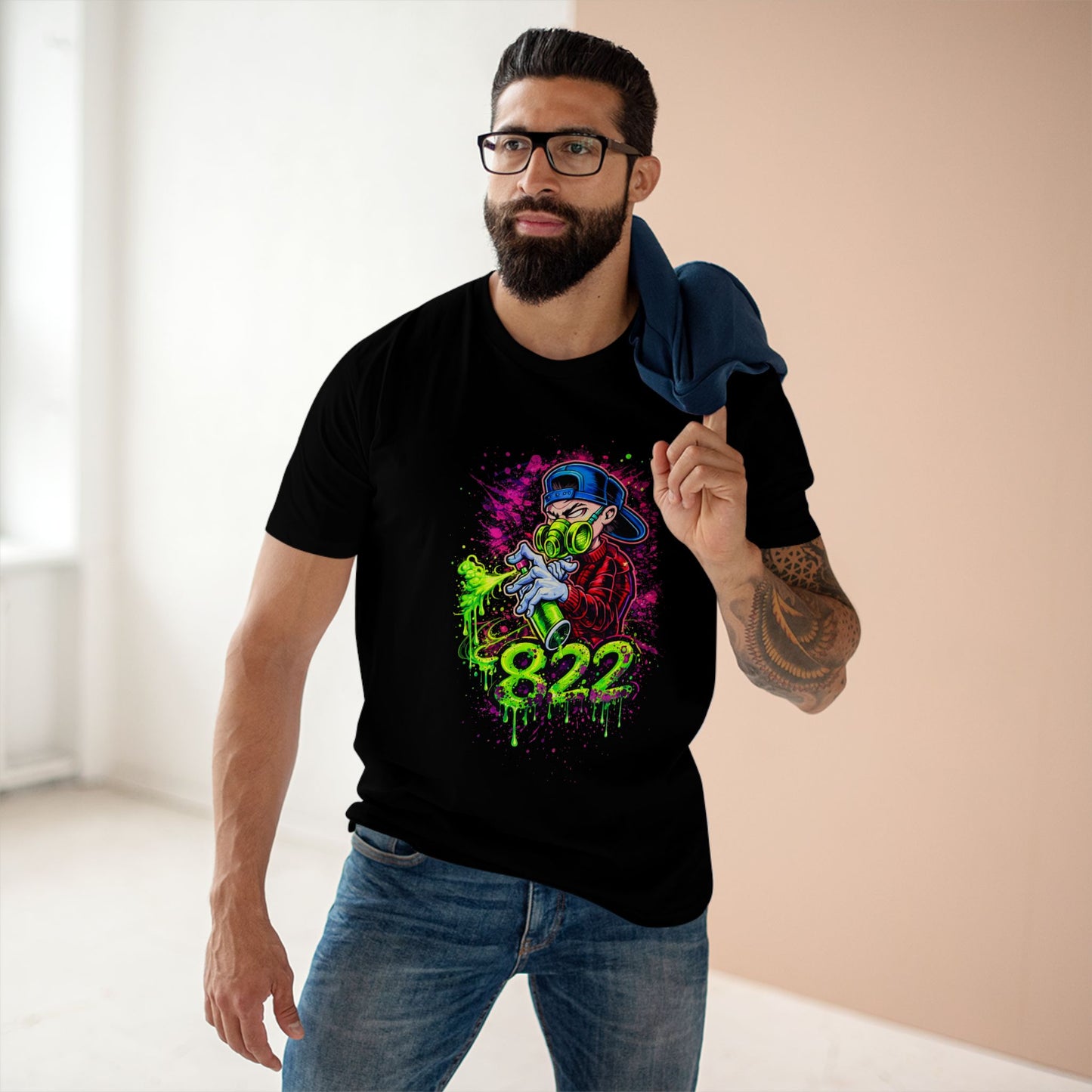 Graffiti Gas Mask Tee — 822 Street Art Graphic T-Shirt