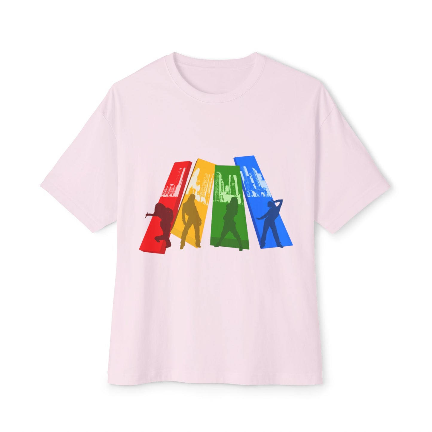 Colorful Silhouette Unisex Oversized Boxy Tee - Casual Streetwear for Everyday Style