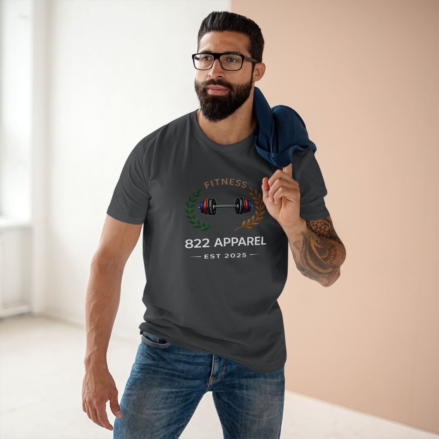 Fitness Barbell T-Shirt – 822 Apparel EST 2025 Casual Gym Tee