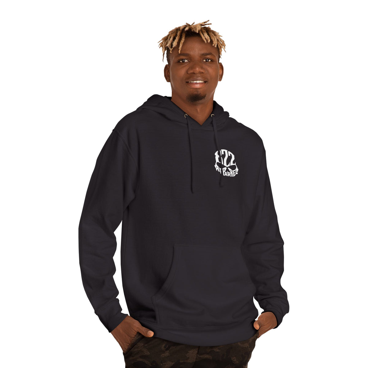 822 Apparel Logo Hoodie — Minimal Black Streetwear Pullover