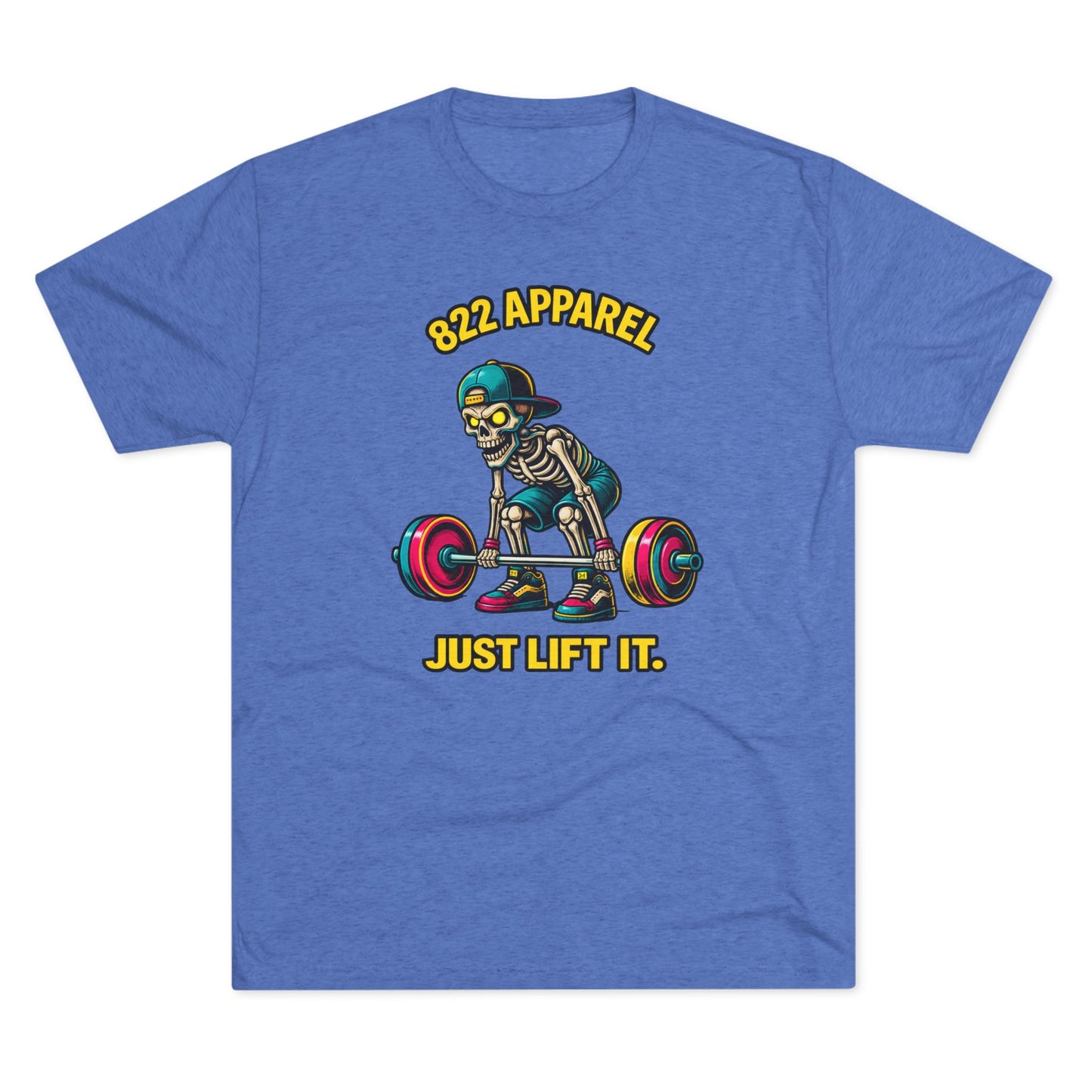 Weightlifting Skeleton Tee — "822 Apparel" Just Lift It Gym Shirt