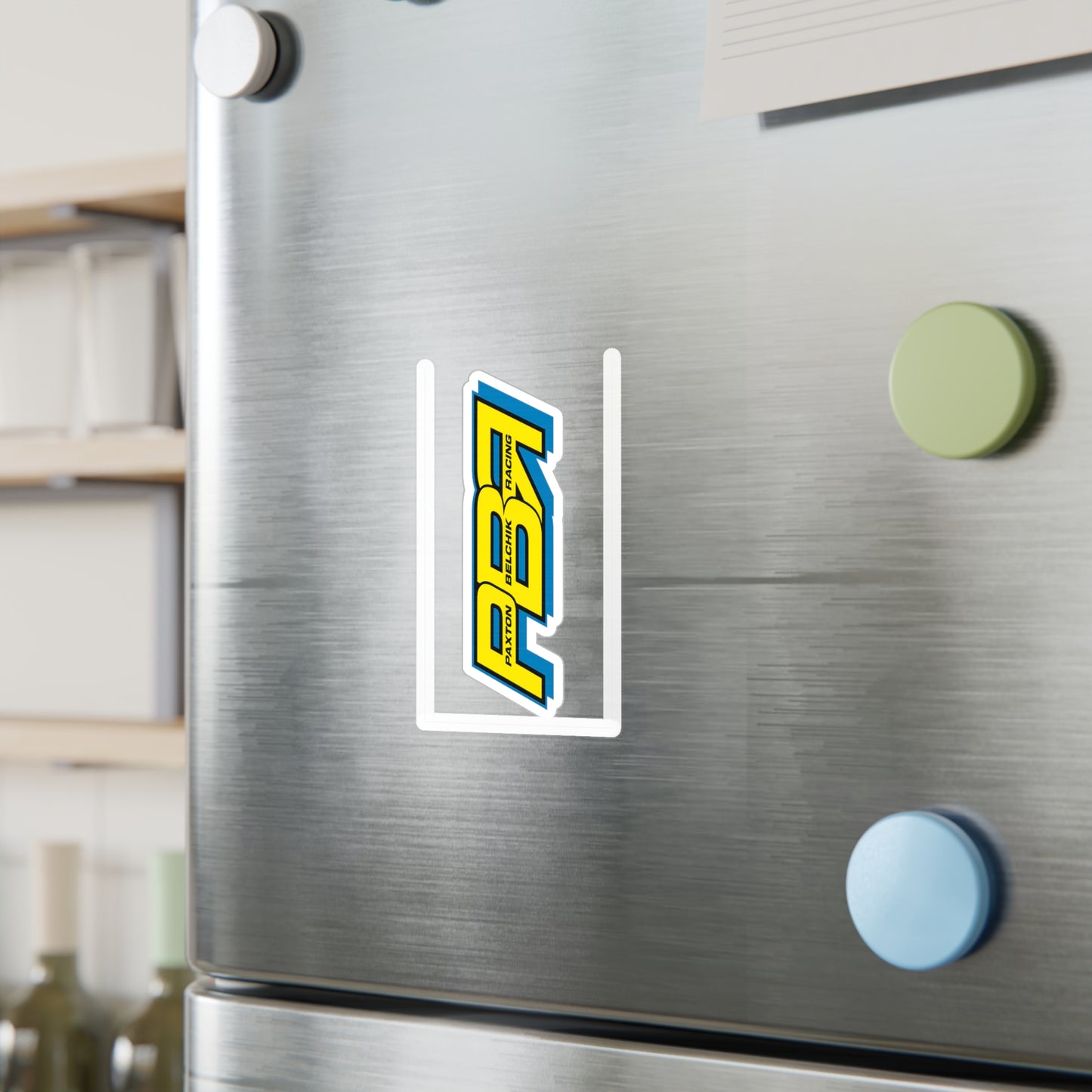 Decal - Paxton Bellick Racing (PBR) Yellow & Blue Kiss-Cut Vinyl Sticker